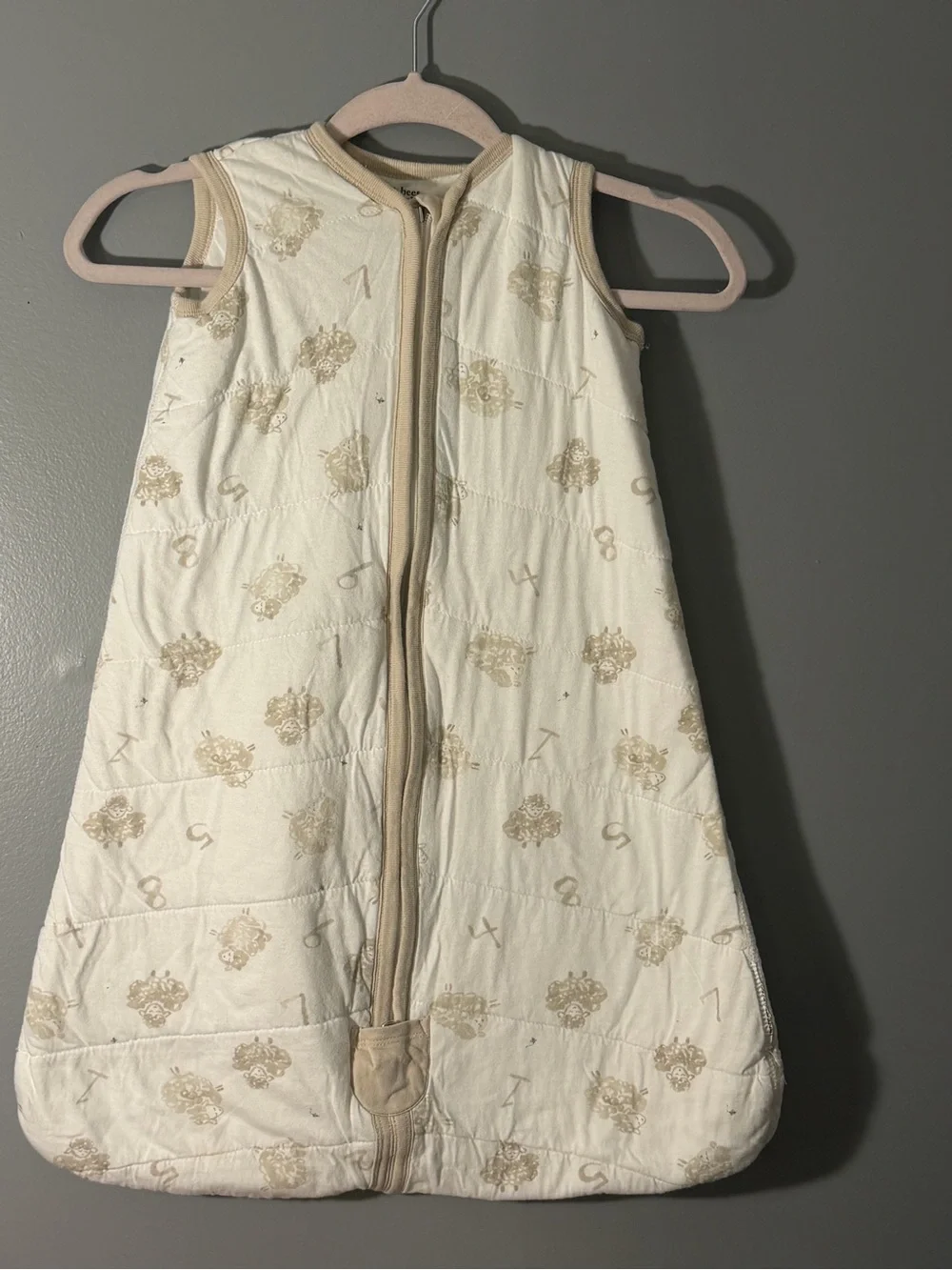 Burt's Bees Cream Sleeveless Zip Sleep Sack with Tan Accents